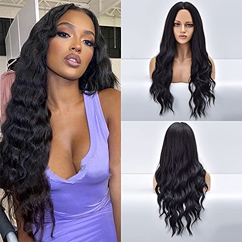 Women's Medium Parting Wave Long Curly Synthetic Wig - Matte High Temperature Silk Lace Front Wig for Cosplay & Parties | Natural Looking Wavy Hair for Daily Wear & Special Occasions