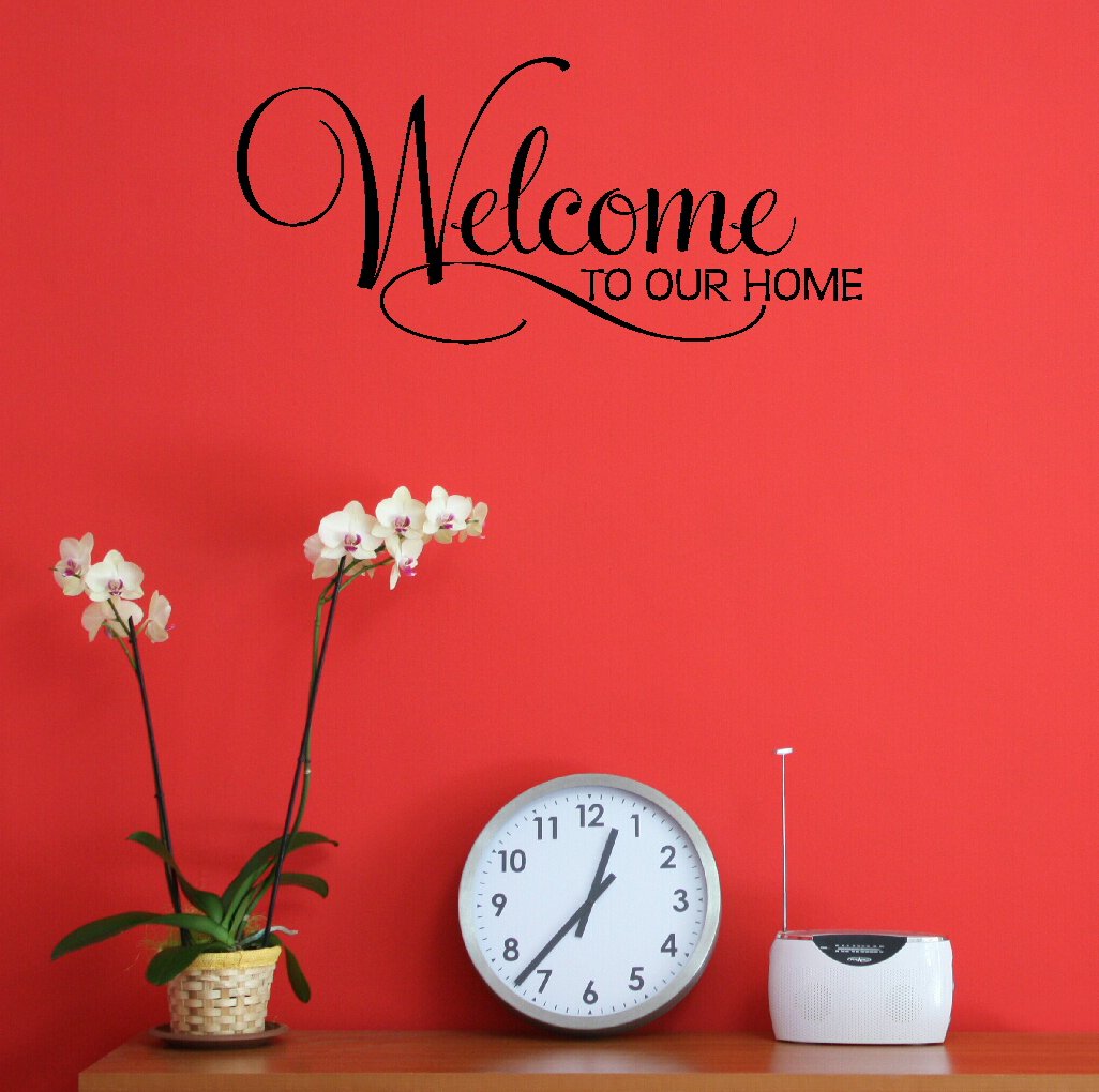 Welcome to Our Home Vinyl Wall Decal - 12x5.5 Inch Black Entryway Wall Decor - Perfect for Front Door, Foyer & Living Room Decoration