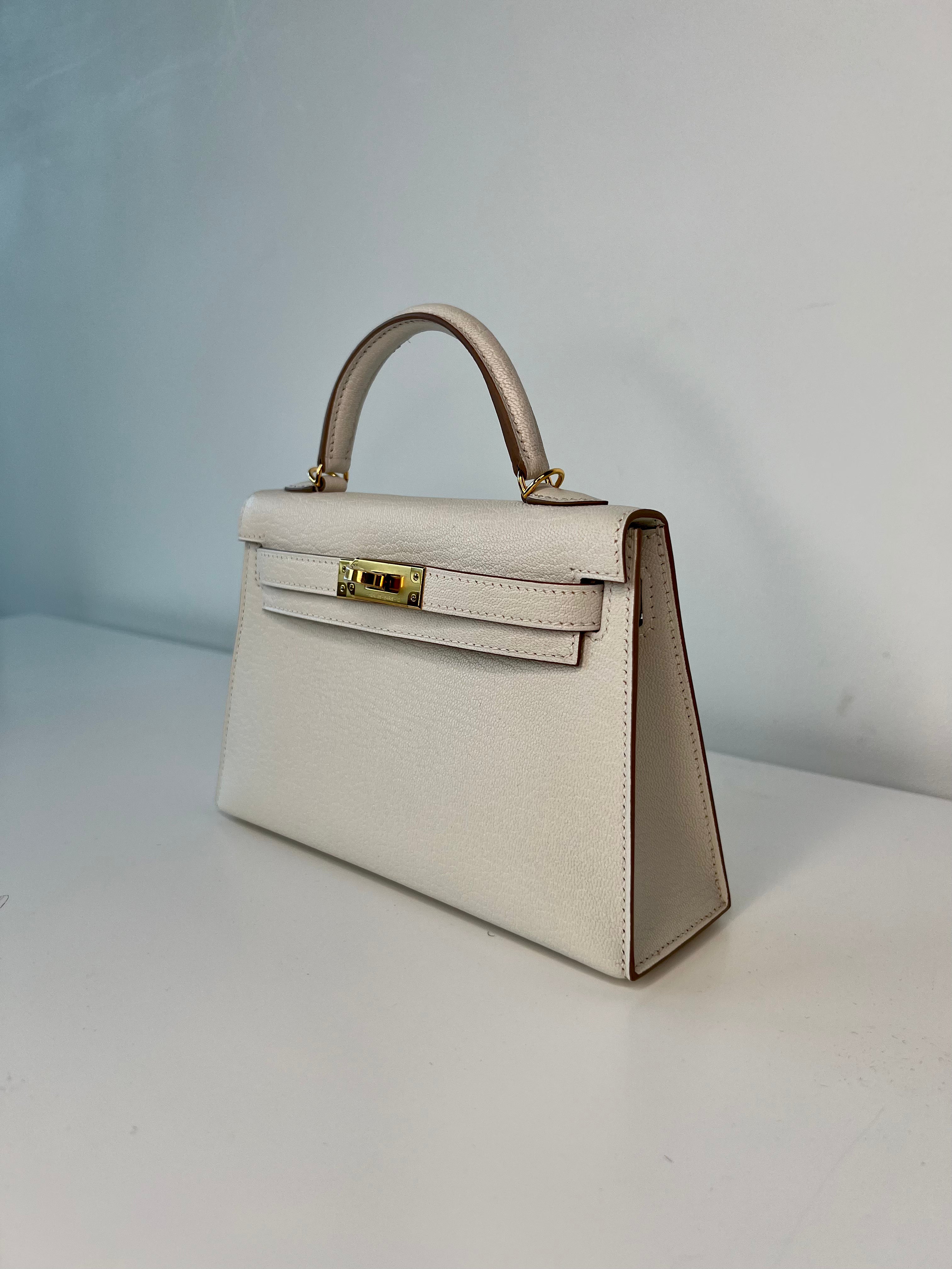 Hermes Kelly 20 Bag in Mushroom Chevre Leather with Gold Hardware - Luxury Handbag for Women, Perfect for Work, Parties & Special Occasions