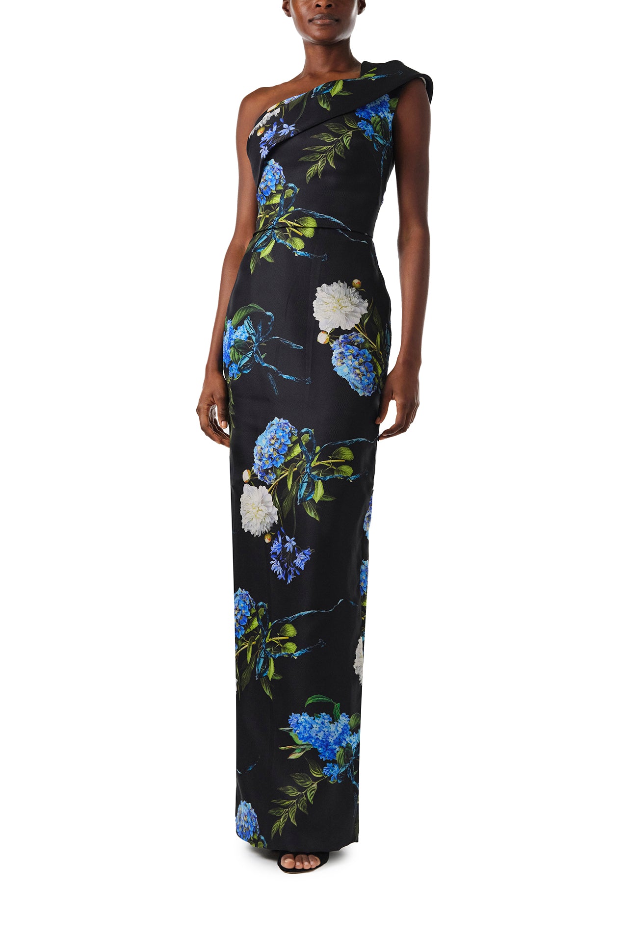 Elegant One Shoulder Floral Column Gown for Women - Perfect for Evening Parties, Prom Dresses & Formal Events