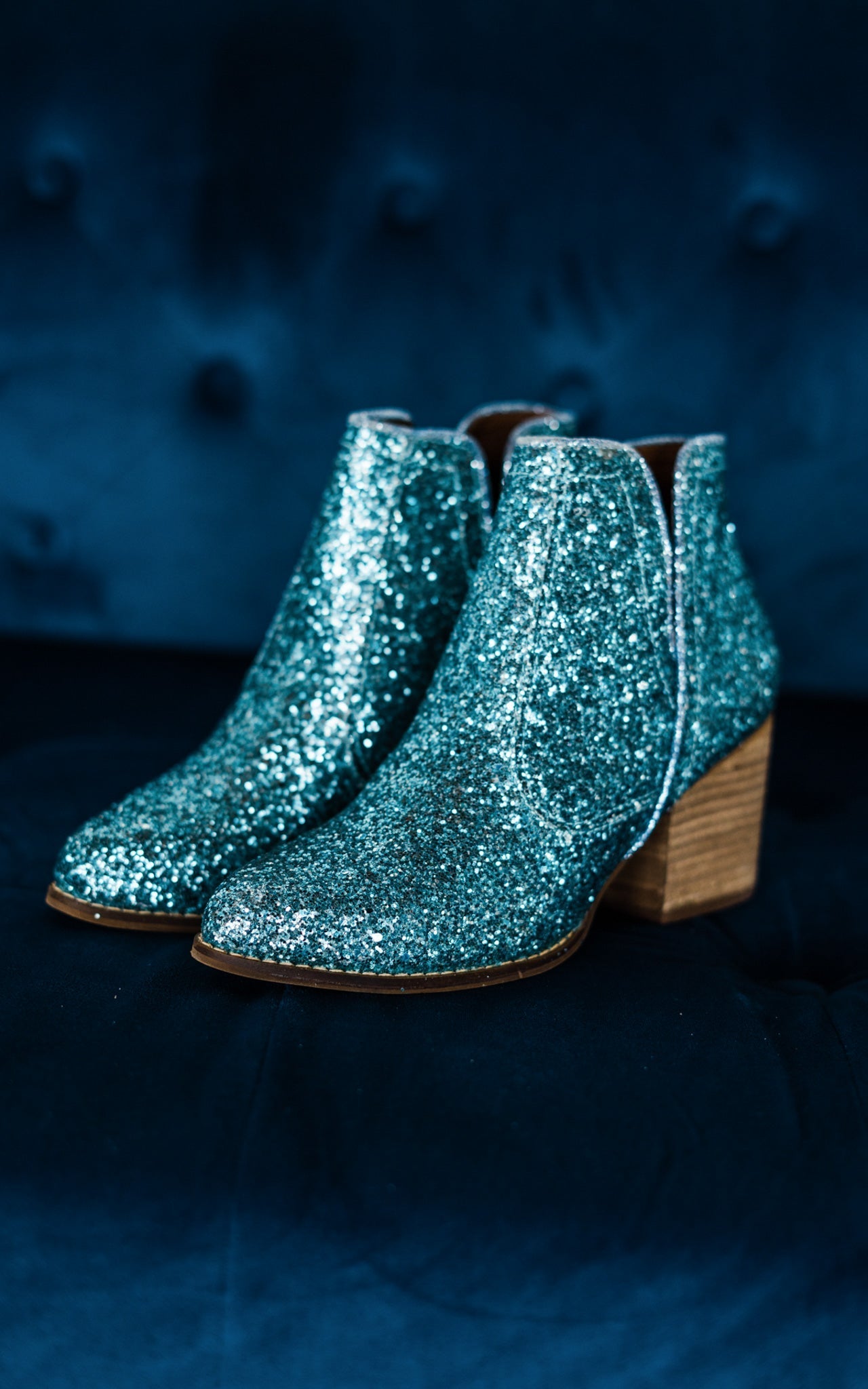 Fiera Booties in Blue | Women's Stylish Ankle Boots for Fall & Winter | Perfect for Casual Outfits, Office Wear & Date Nights