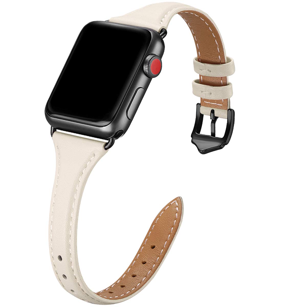 Premium Genuine Leather Bands for Apple Watch 38mm 40mm 41mm 42mm 44mm 45mm 49mm - Slim & Comfortable Replacement Strap Compatible with iWatch Ultra SE & Series 8/7/6/5/4/3/2/1 - Perfect for Workouts, Office Wear & Everyday Fashion