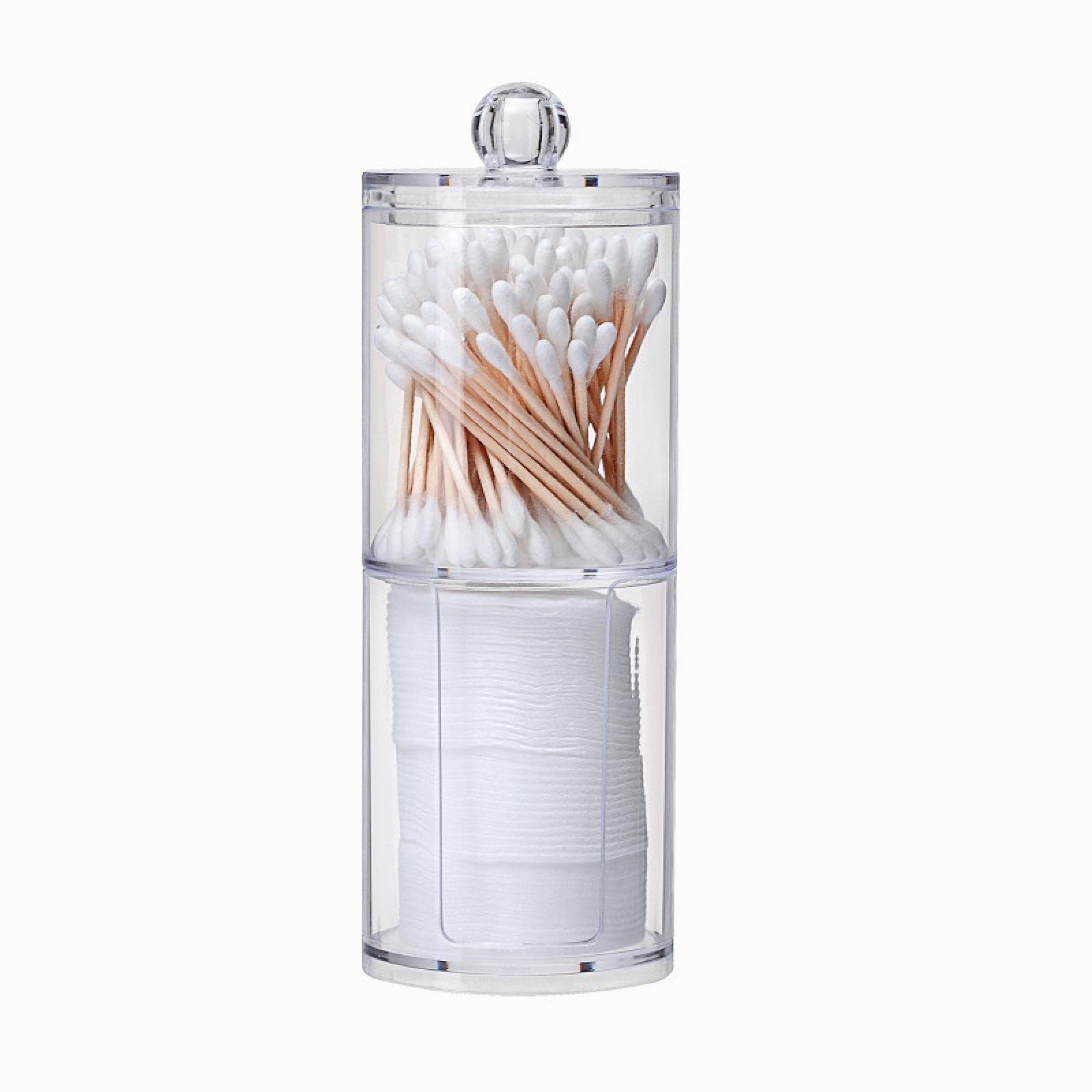 NNAA Cosmetic Box Organizer with Bamboo Lid - Makeup Cotton Pad & Swab Storage Container for Bathroom, Jewelry, and Makeup Remover Pads | Perfect for Vanity, Travel, and Home Organization