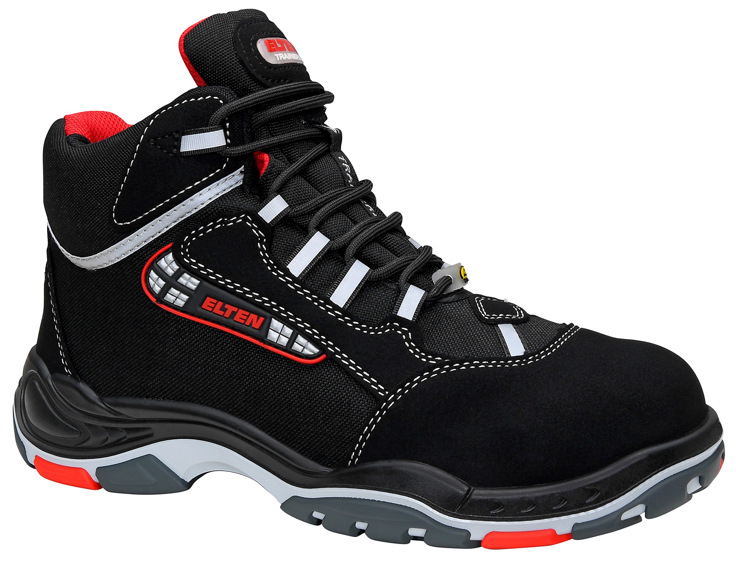 ELTEN Sander ESD S3 Safety Shoes for Men - Lightweight, Athletic, Black with Plastic Toe Cap - Unisex Work Boots Size 44 | Slip-Resistant for Construction, Warehouse & Industrial Use
