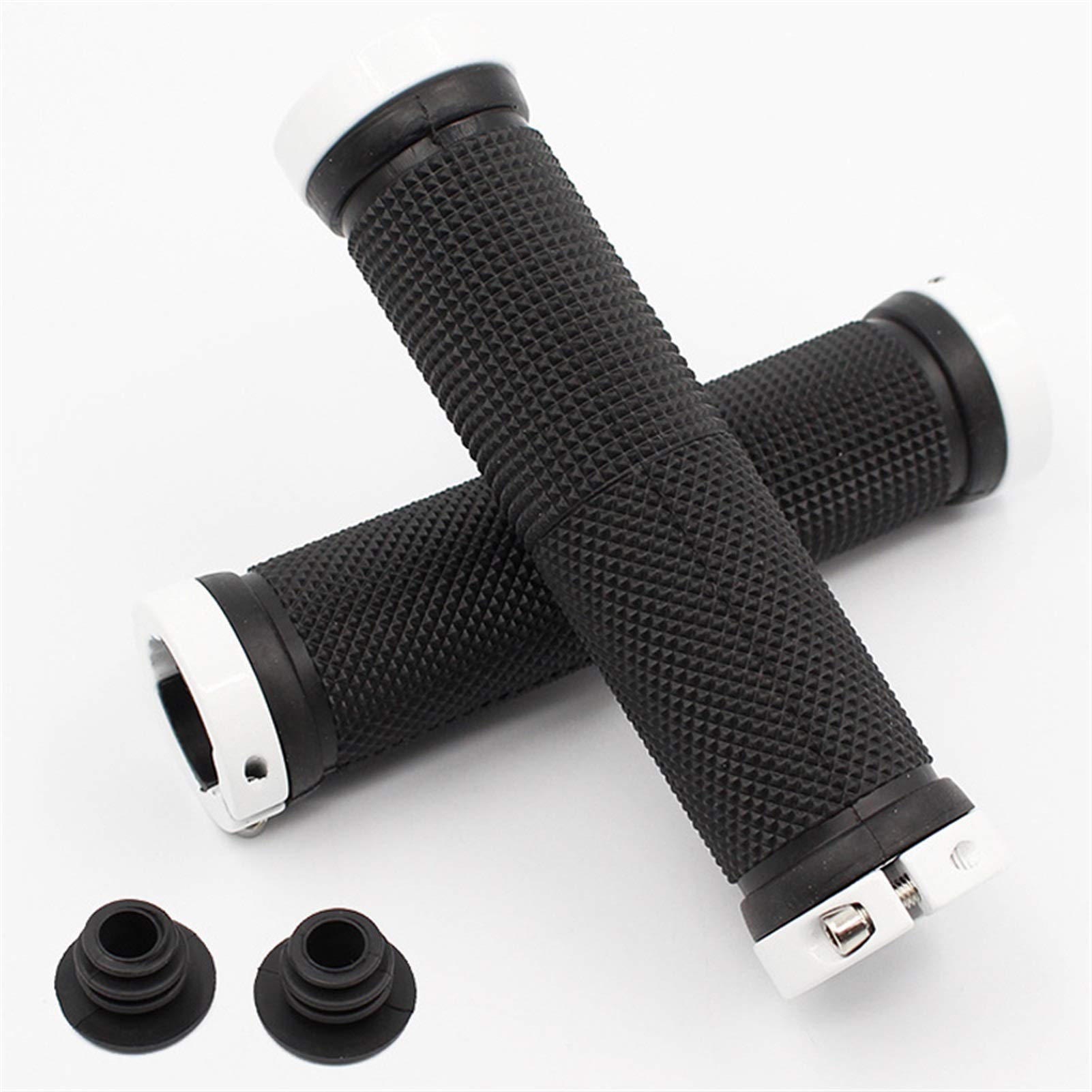 JRUIGG Anti-Slip Bicycle Handlebar Grips - 1 Pair Double Lock Cycling Hand Covers for Mountain & Road Bikes (White) - Perfect for Commuting, Exercise and Outdoor Adventures