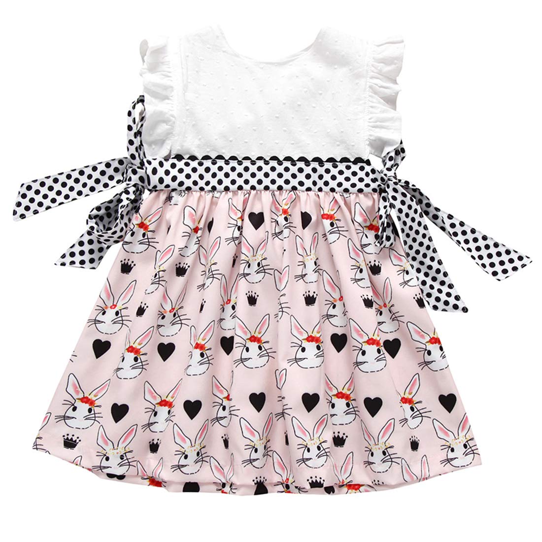 Easter Bunny Print Toddler Dress for Girls - Flutter Sleeve Summer Outfit | Cute Rabbit-Themed Party Dress for Easter, Spring & Photoshoots