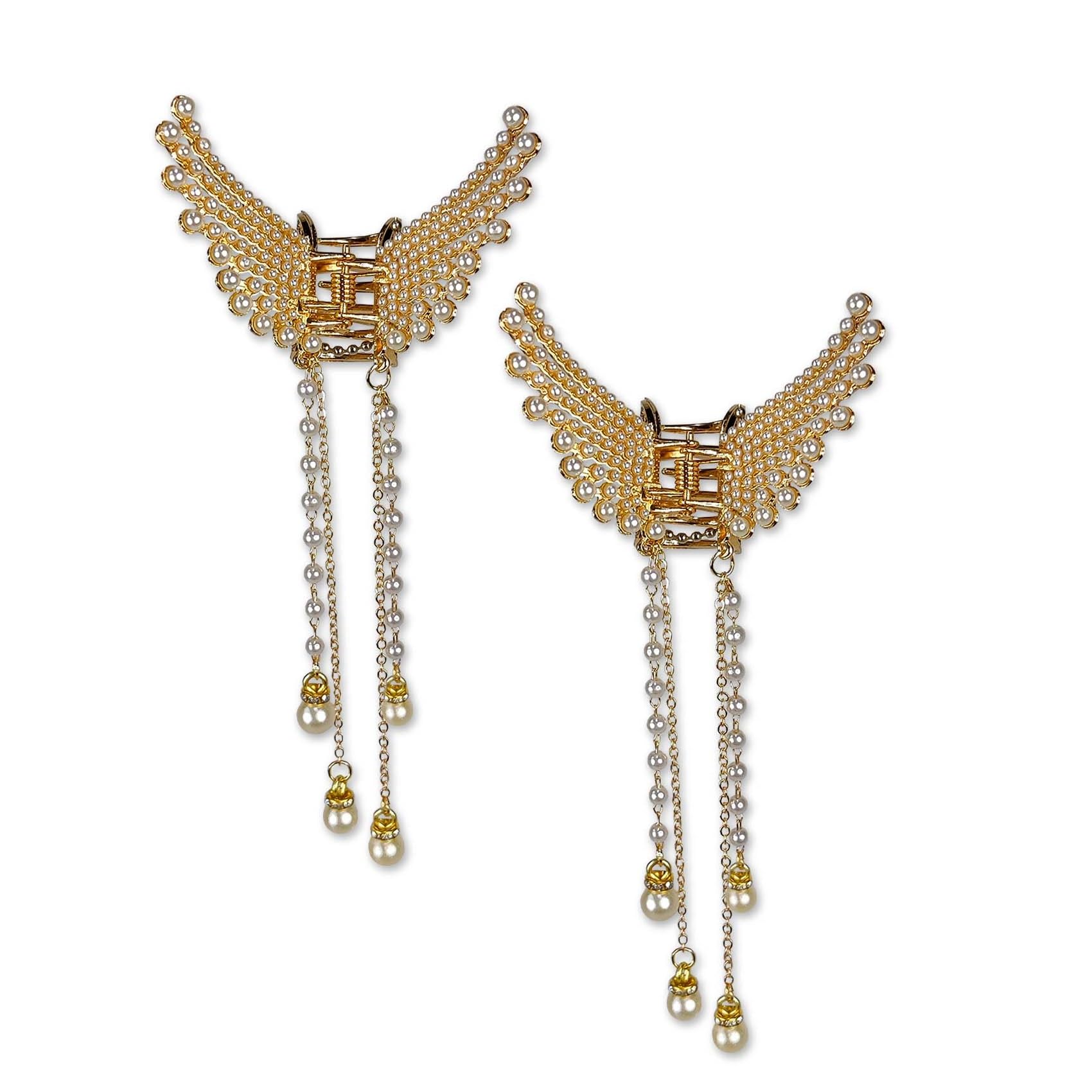 Elegant Crystal Pearl Butterfly Hair Clips for Women - Pack of 2, Shiny Hair Pins with Tassels, Perfect Gift for Birthday, Party & Wedding - Great for Bridal, Prom, and Everyday Hairstyles