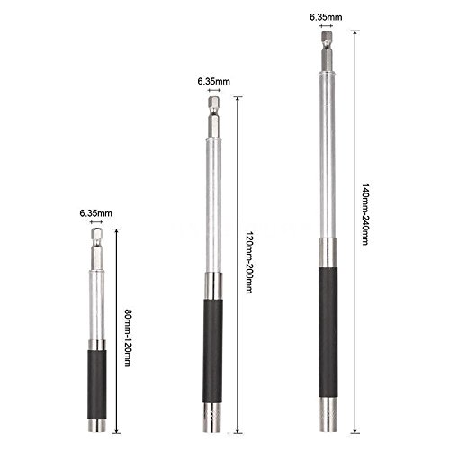 3-Piece Extendible Hex Shank Magnetic Screwdriver Drill Bit Set with Holder & 10 Extra Long 50mm Driver Bits - Perfect for DIY Projects, Home Repairs, and Professional Construction Work