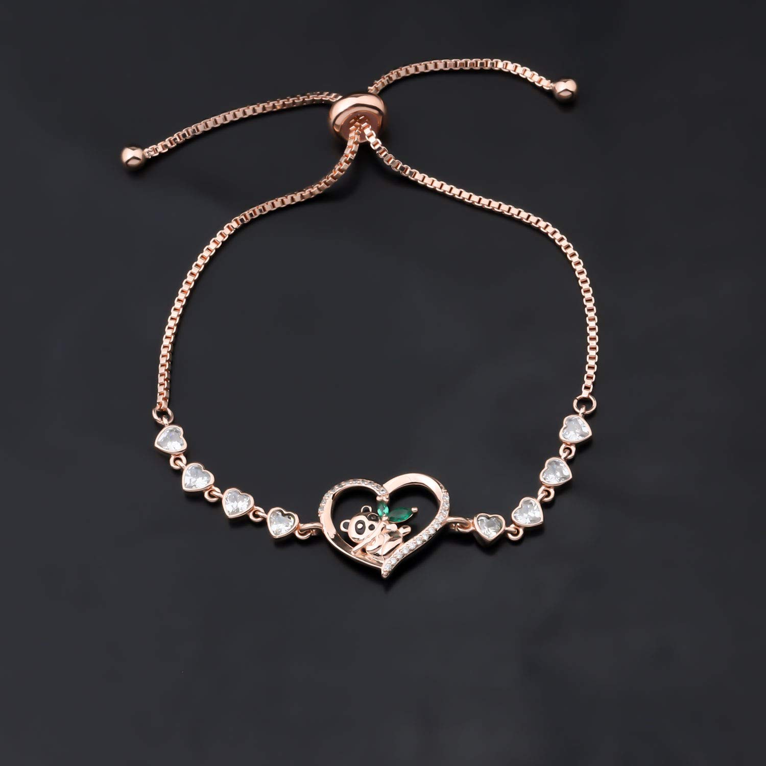Adjustable Panda Charm Bracelet for Women - Cute Animal Lover Gift with Heart Design | Perfect for Casual Wear, Birthday Presents & Friendship Jewelry