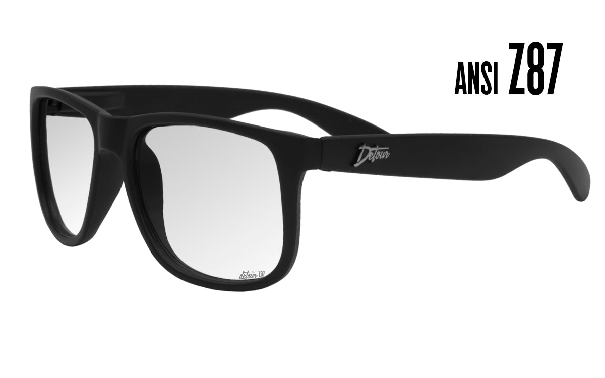 Eminence Matte Black Safety Glasses with Clear Lens - ANSI Z87.1 Certified for Construction, Woodworking & DIY Projects