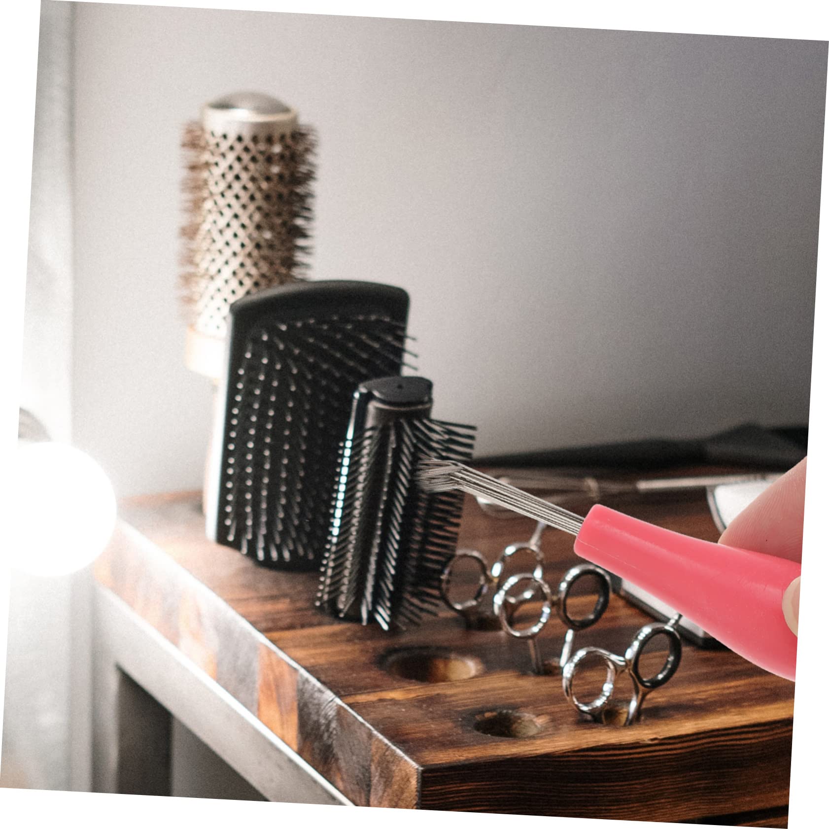 4Pcs Mini Hair Brush Cleaner Comb - Metal Wire Rake Cleaning Tool for Salon & Home - Detangling & Deep Cleaning for Curly, Straight & Wavy Hair - Perfect for Hotels, Travel & Personal Grooming Kits