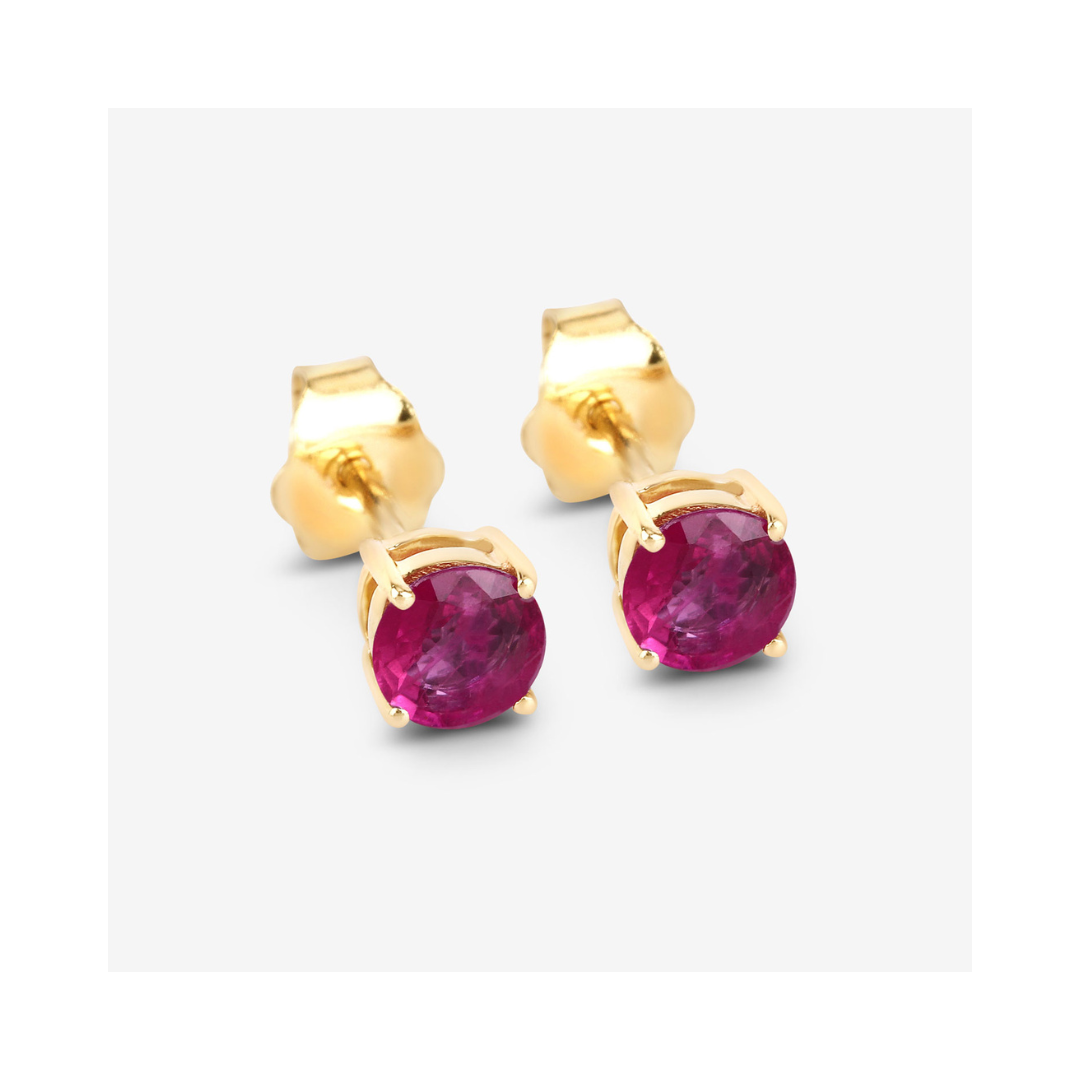 10K Pink Ruby Stud Earrings for Women - Genuine Gemstone Jewelry Gift for Birthday, Anniversary & Valentine's Day