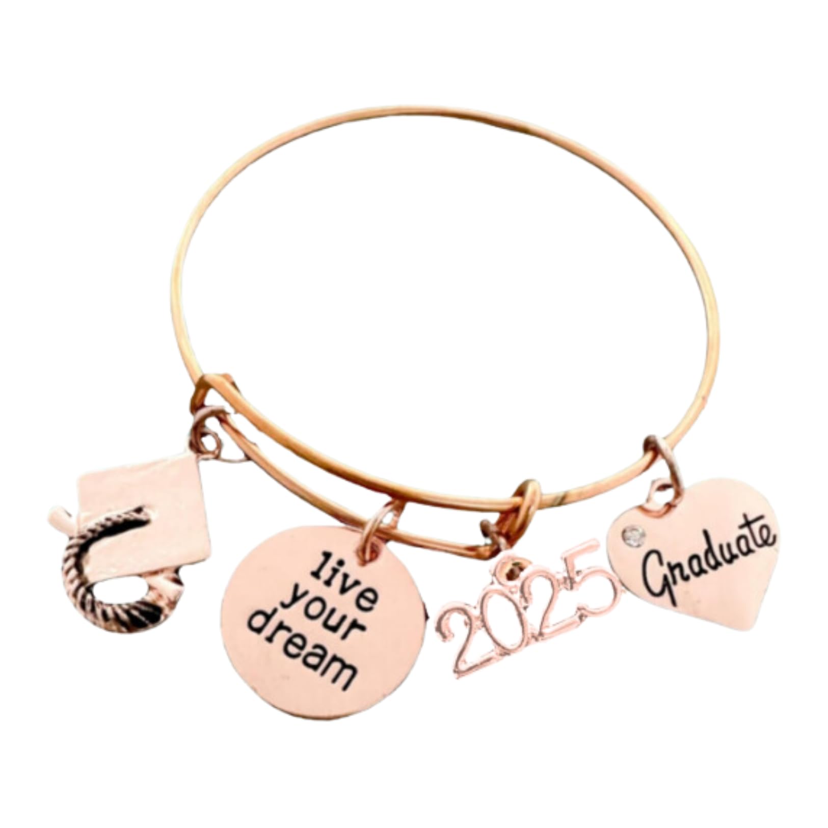 2025 Graduation Bracelet - Rose Gold Infinity Jewelry for High School & College Graduates | Class of 2025 Gift | Perfect for Commencement Ceremonies & Graduation Parties