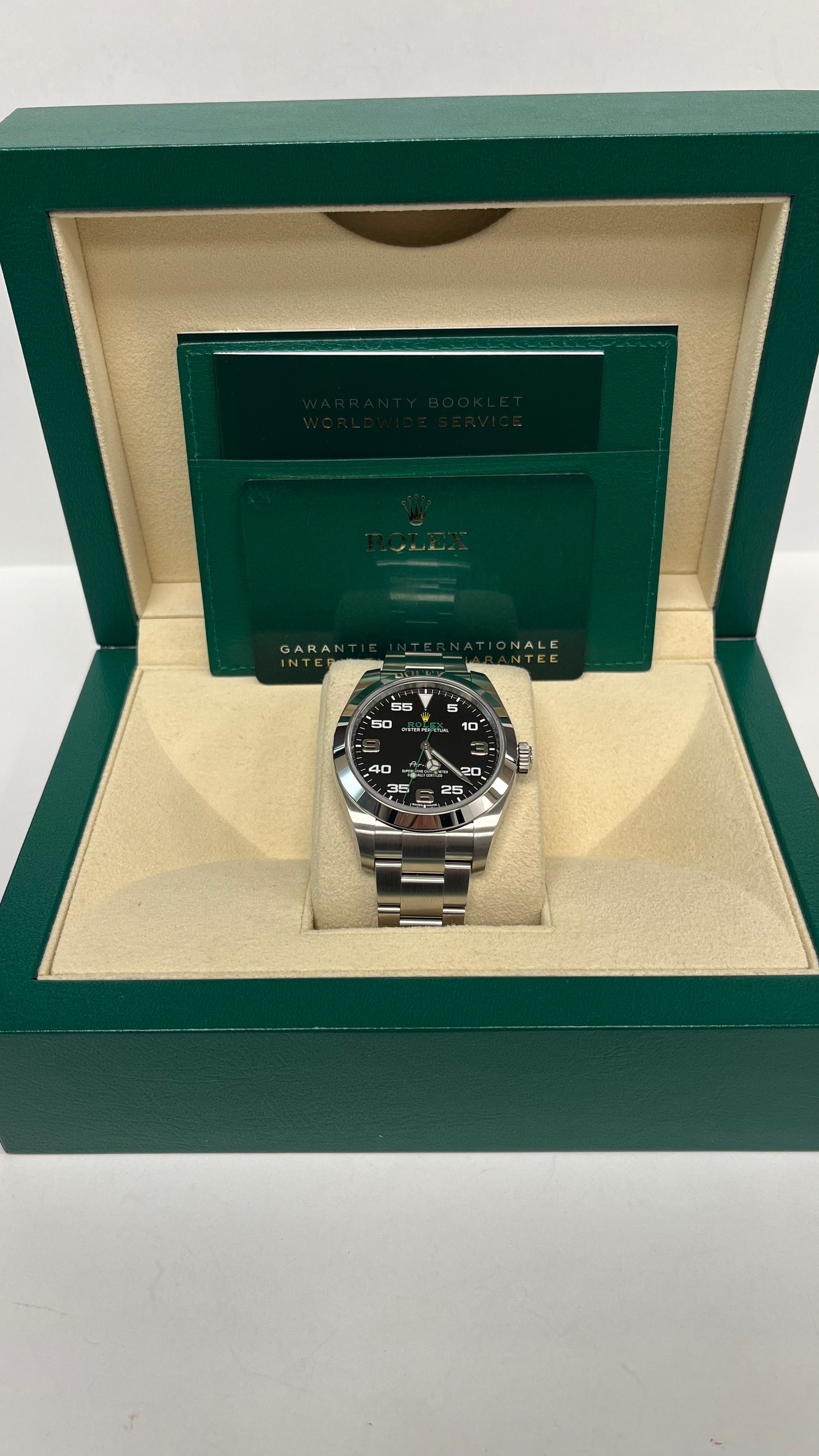 Original Rolex Air King 116900 Men's Watch - Black Dial, Stainless Steel, Precision Timekeeping for Business & Formal Occasions
