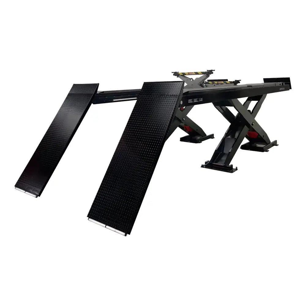 Challenger SX14 ER 14K Extended Scissor Alignment Lift with 2 Rolling Jacks - Surface Mount for Auto Repair Shops & Vehicle Maintenance
