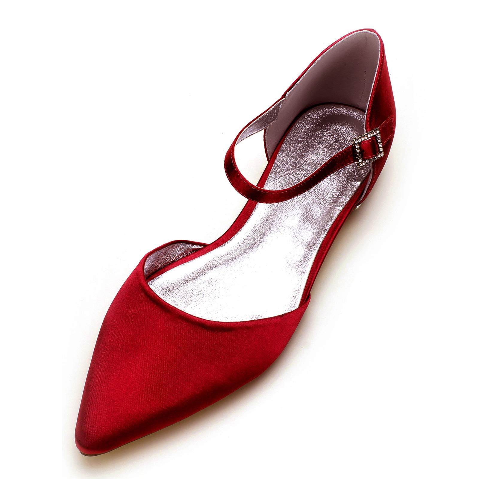 Elegant Women's Wedding Shoes Pointed Toe Flat with Ankle Strap - Perfect for Bridal Party, Ballerina Dance & Formal Occasions
