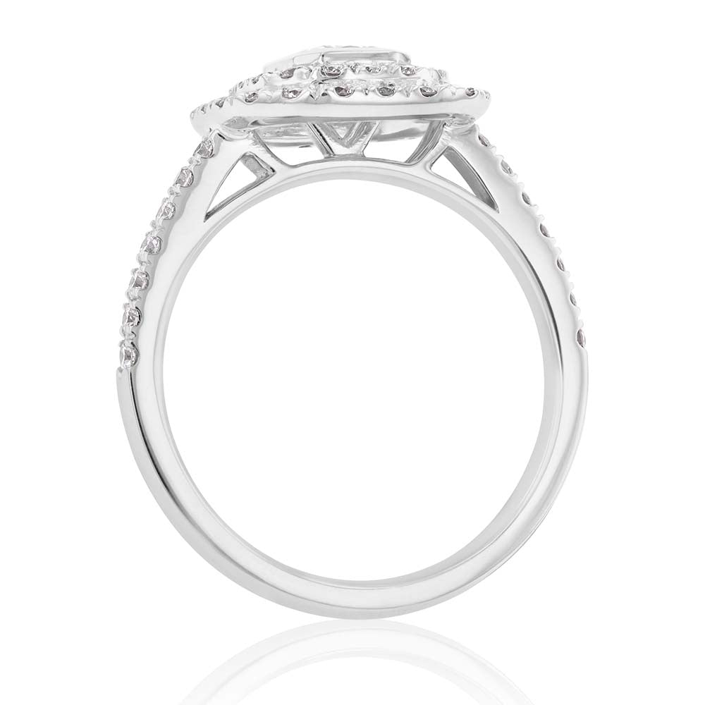 18K White Gold 1.30 Carat Diamond Halo Engagement Ring for Women - Perfect for Proposals, Anniversaries & Special Occasions