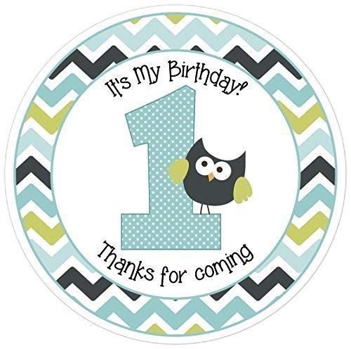 36pcs Owl First Birthday Stickers - Chevron & Owl Themed 1st Birthday Labels for Boys - Perfect for Party Decorations, Gift Wrapping & Scrapbooking