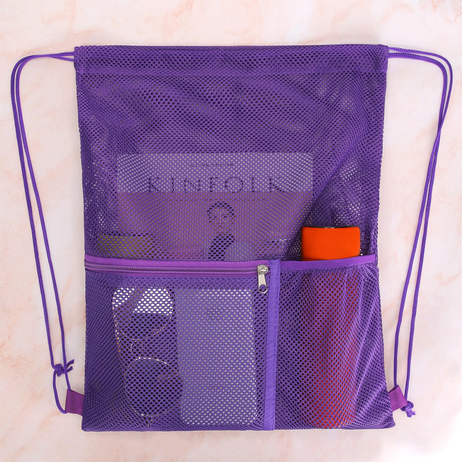 2 Pack Breathable Mesh Drawstring Backpack - Lightweight Gym Bag for Swimming, Sports, Beach & Travel - Durable Sports Sack for Workout Clothes & Swimwear (Purple) - Perfect for Gym, Pool & Outdoor Activities