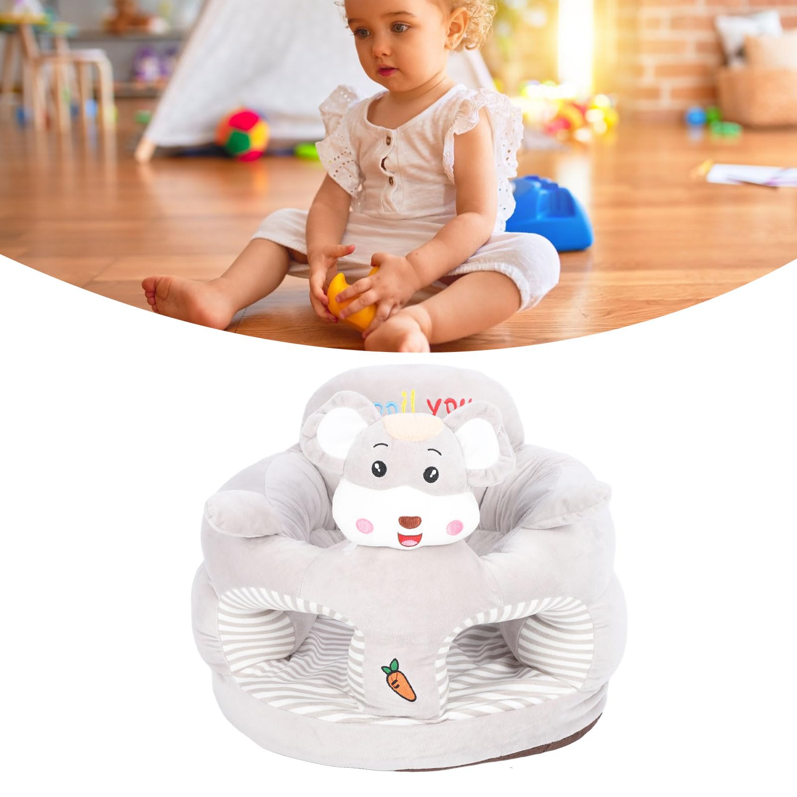 **Soft Animal-Shaped Baby Support Sofa - Plush Floor Cushion for Sitting Posture Support, Indoor Play & Nursery Comfort (Style #3)**    *Perfect for playtime, tummy time, or cozy reading nook in the nursery!*