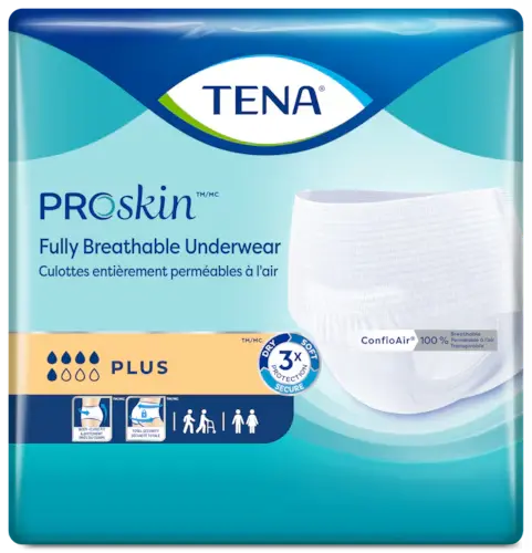 TENA ProSkin™ Plus Underwear for Women & Men | Super Absorbent, Fully Breathable Incontinence Underwear | Comfortable for Day & Night Use | Ideal for Active Lifestyle, Travel & Post-Surgery Recovery
