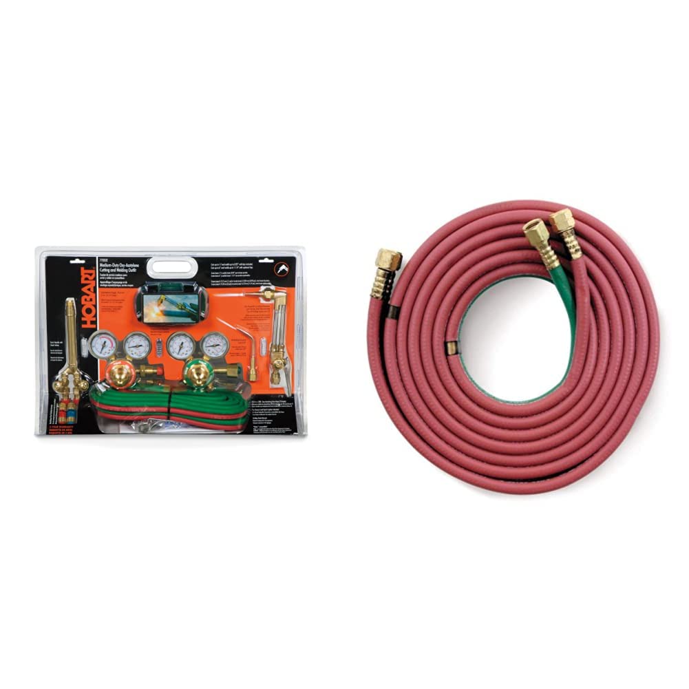 Hobart Medium Duty Oxy-Acetylene Welding Kit with 10ft Hose - Professional Torch Set for Metal Cutting, Brazing & Welding - Perfect for DIY Projects, Auto Repair & Metal Fabrication