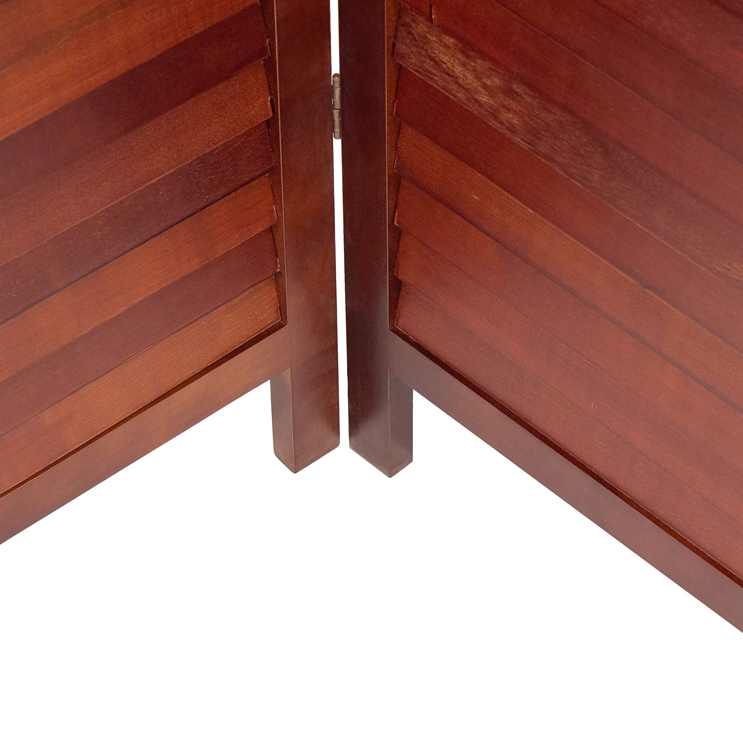 6 ft. Tall Walnut Wooden Louvered Room Divider - 4 Panel Folding Privacy Screen for Home Office, Living Room & Bedroom Separation
