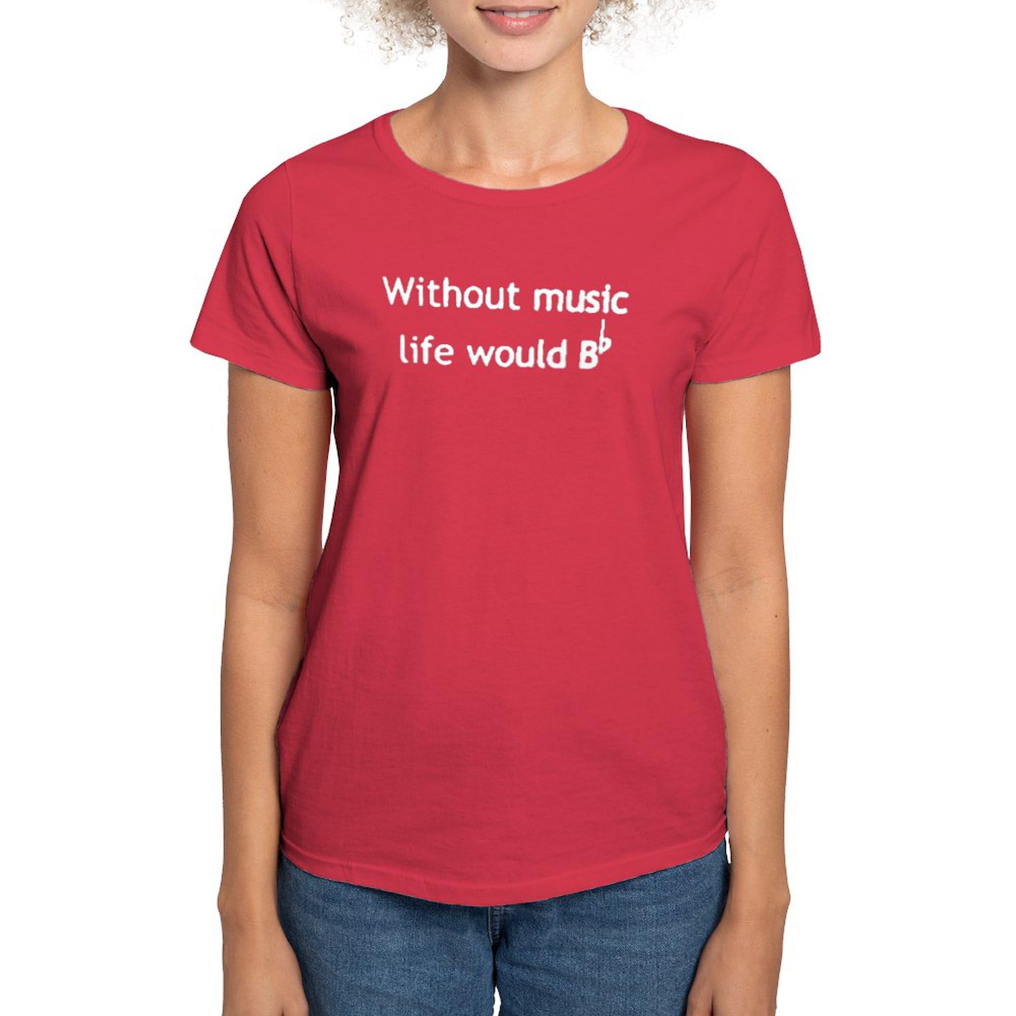 Without Music Life Would Be Flat Women's Cotton Dark T-Shirt - Funny Music Lover Tee for Concerts, Gifts & Casual Wear