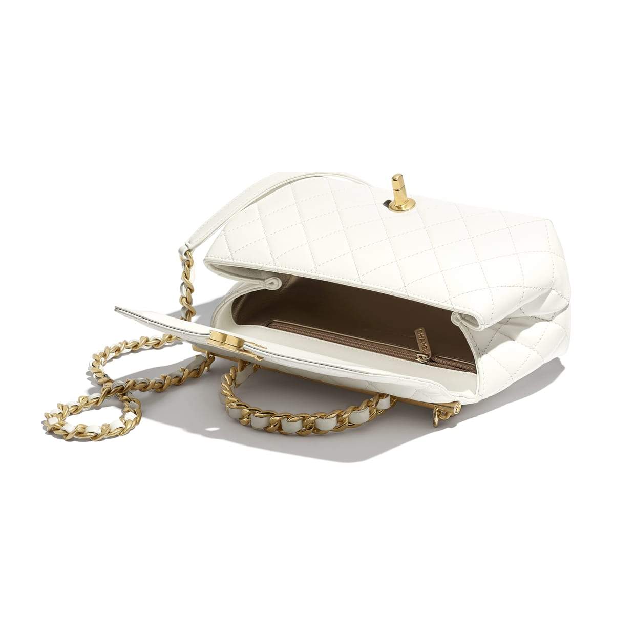 Chanel Small Flap Bag With Top Handle White - Luxury Designer Crossbody Bag for Women, Perfect for Parties & Everyday Use