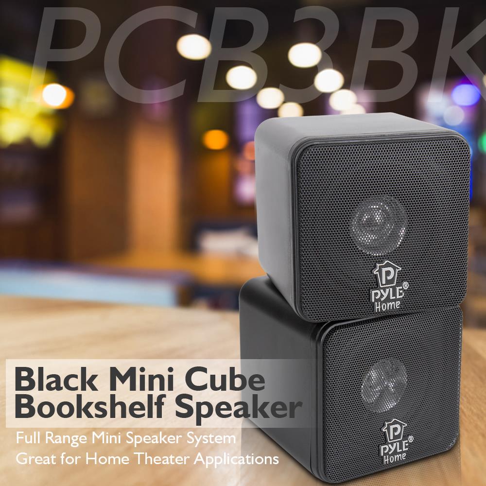 4'' Mini Cube Bookshelf Speakers - Compact Hi-Fi Stereo Sound for Home, Office & Gaming - Perfect for Small Spaces & Desktop Setups