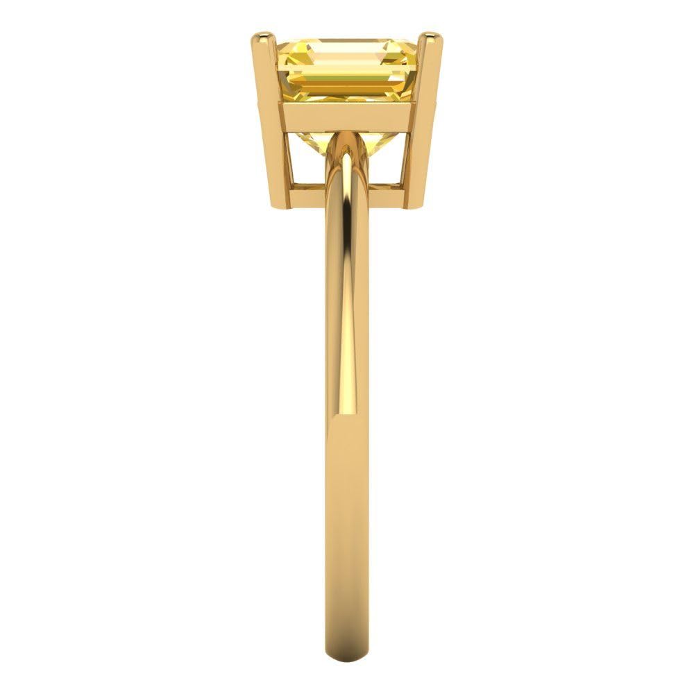 Clara Pucci 2.0 Carat Asscher Cut Canary Yellow Simulated Diamond Solitaire Ring in 14k Yellow Gold - Perfect for Bridal, Anniversary, and Engagement Celebrations