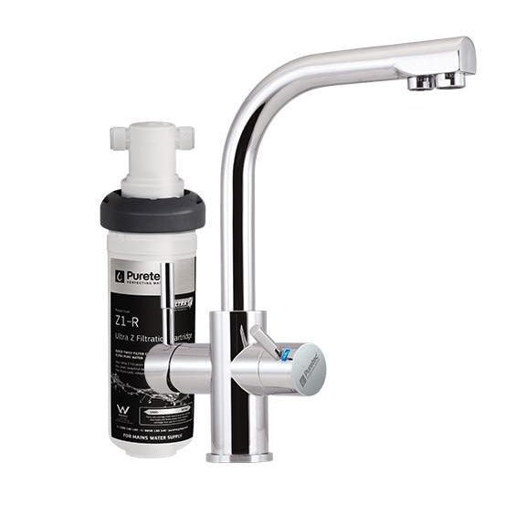 Puretec Z1 Tripla Quick Twist Undersink Water Filter System with LED Faucet - 7.5LPM Flow Rate for Clean Drinking Water | Perfect for Kitchen Sink, RV, Office & Home Use