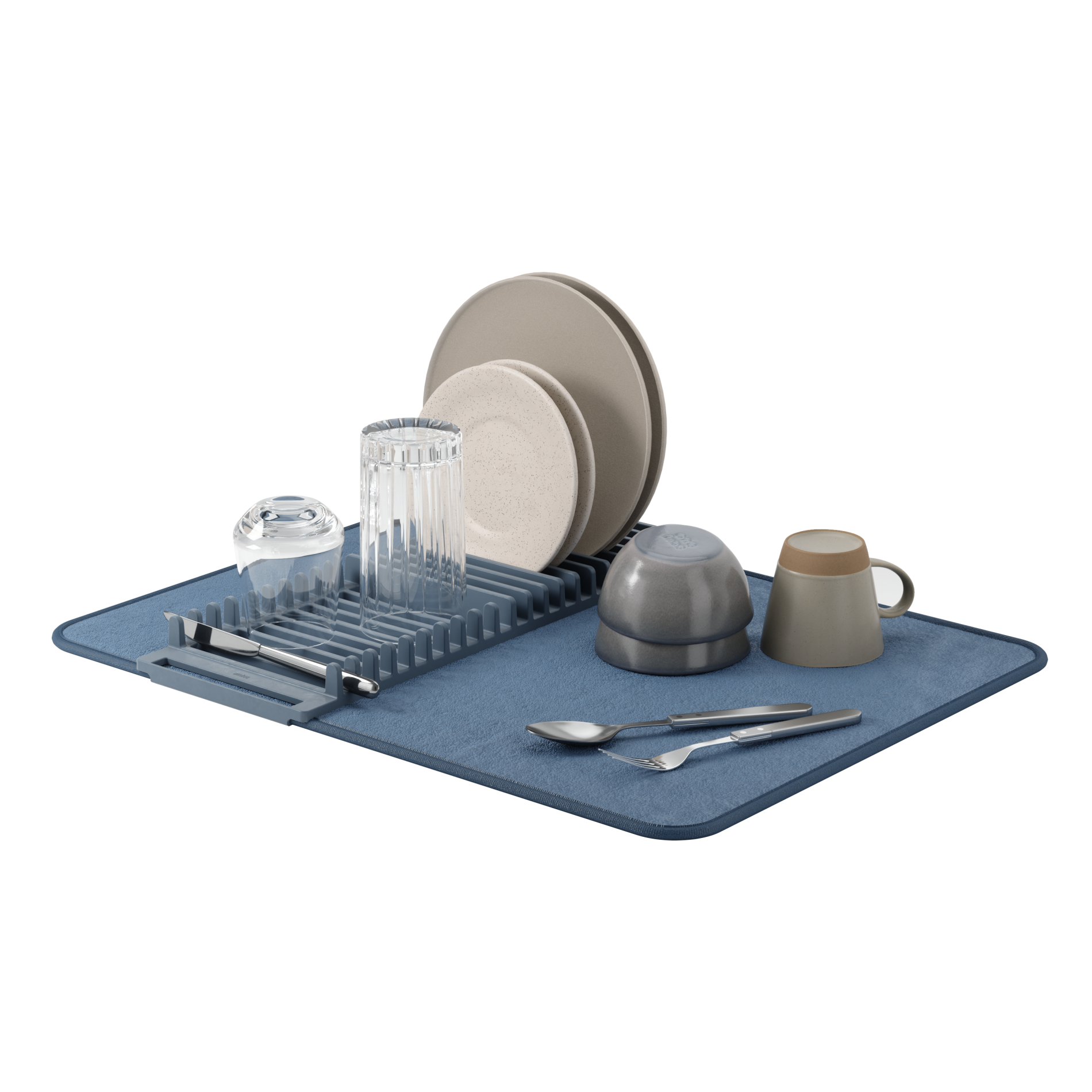 UDry Premium Dish Drying Rack with Absorbent Mat - Space Saving Kitchen Organizer for Countertop, Sink & Small Spaces