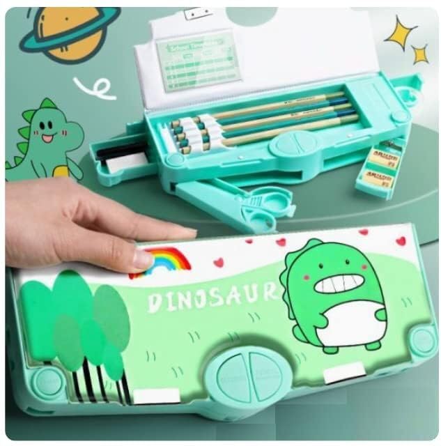 Durable Dinosaur-Themed Plastic Pencil Case for Kids - Large Capacity School Supply Organizer for Boys & Girls | Perfect for Classroom, Homework & Back-to-School Essentials