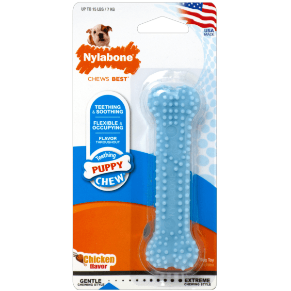 Nylabone Puppy Teething & Soothing Flexible Chew Toy for Small Dogs - Safe Dental Chew Bone for Puppy Teething Relief, Training & Playtime | Great for Boredom, Anxiety & Gum Health