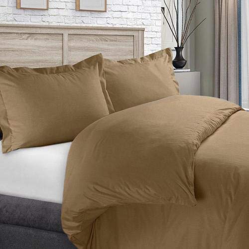 Premium 450 Thread Count Luxury Duvet Cover Set - Full/Queen Size Taupe Bedding - Soft & Breathable for All-Season Comfort - Perfect for Master Bedroom, Guest Room & Hotel Decor