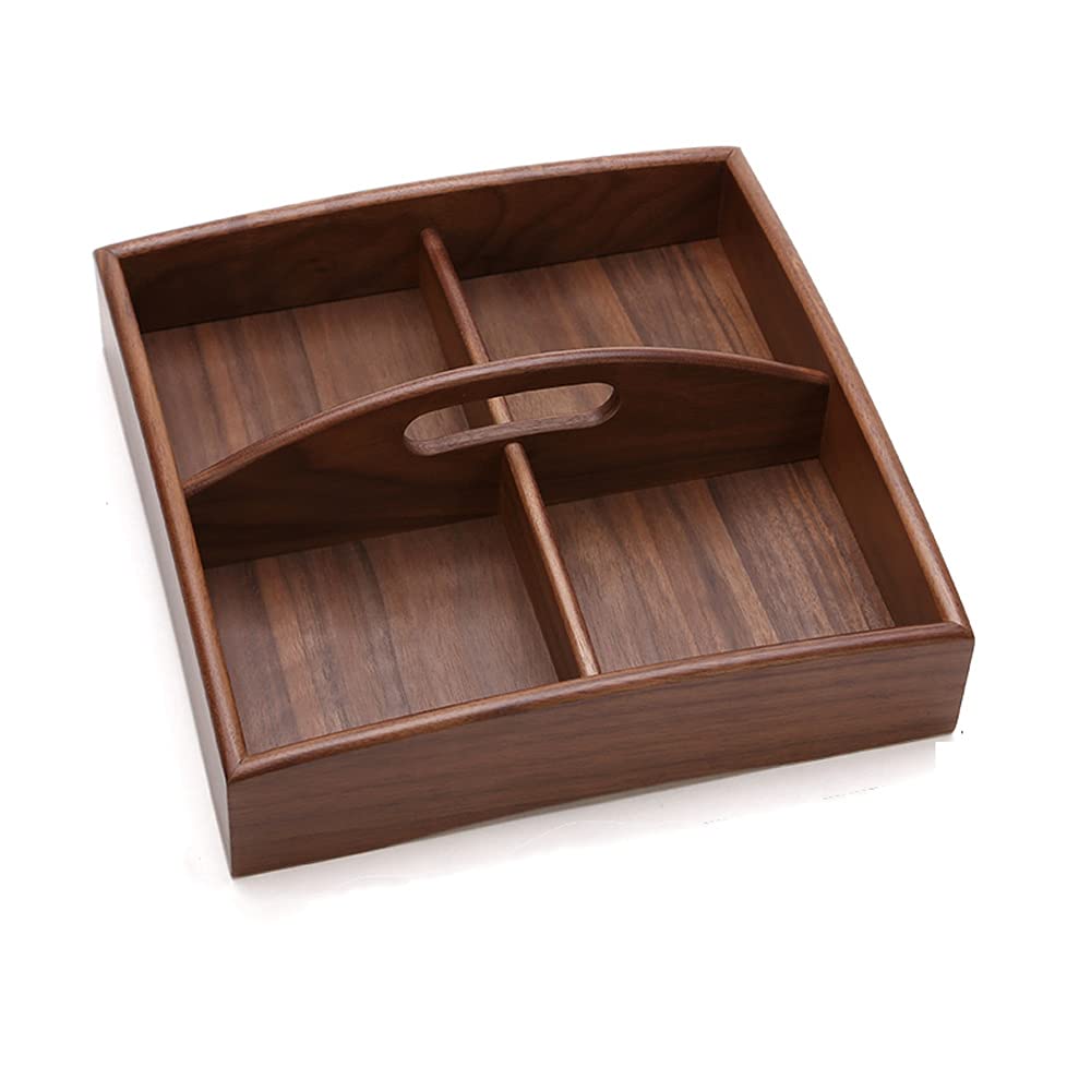 Premium Walnut Wood Candy Tray - Modern Minimalist Snack Tray with Lid for Dried Fruits & Confectionery | Wooden Serving Platter with Handle | Perfect for Coffee Tables, Party Snacks & Home Decor