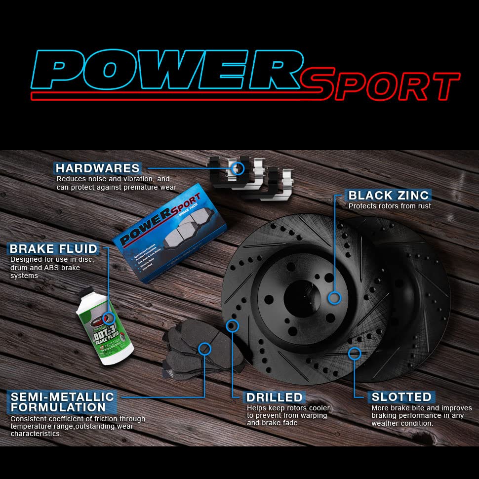 Premium Power Sport Front & Rear Brake Pads and Rotors Kit - Heavy Duty Braking System with Hardware (BBCC.48000.44) - Perfect for ATV, UTV, Motorcycle & Off-Road Vehicle Maintenance