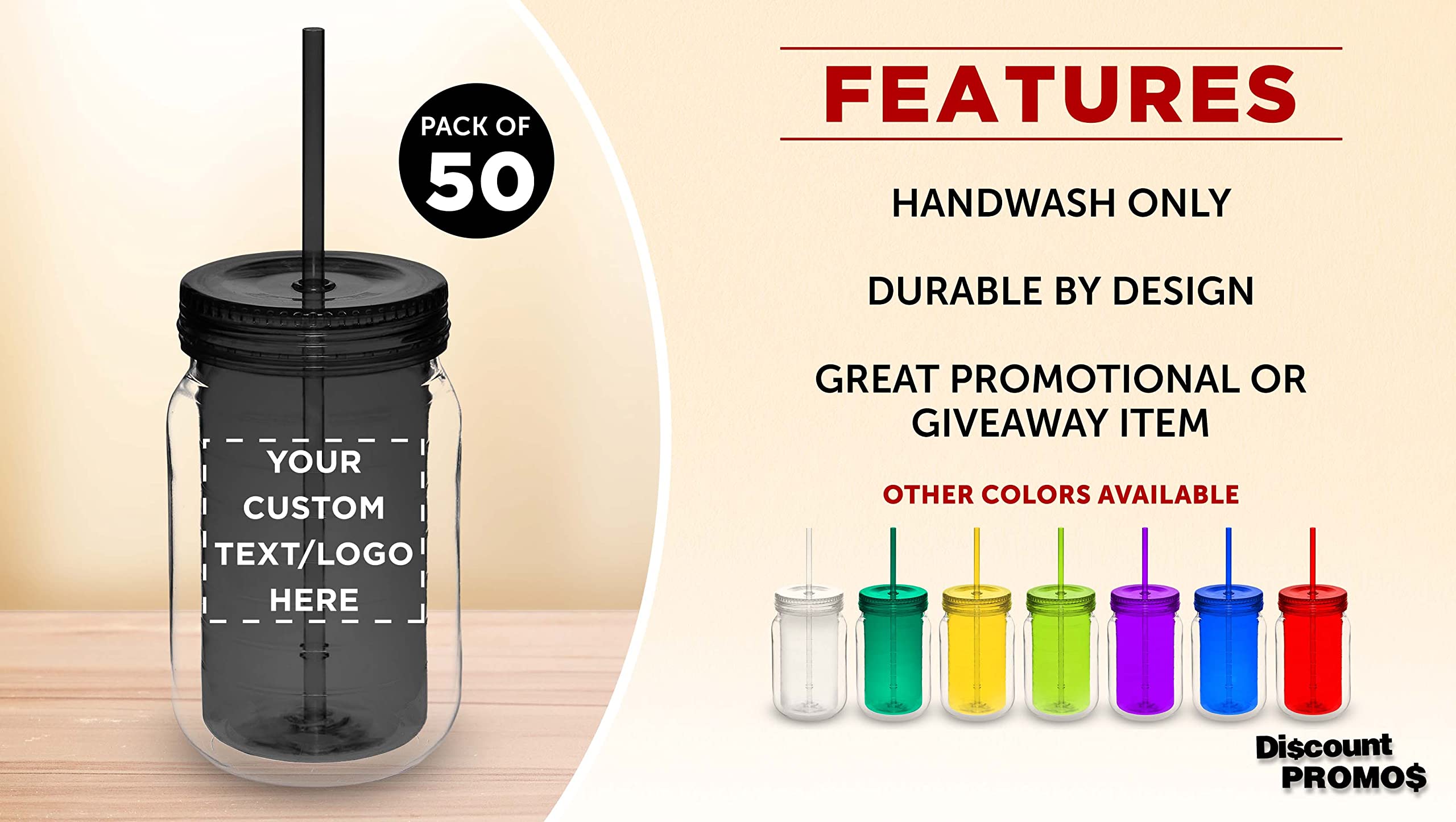 Custom 18 oz Acrylic Tumblers with Straw - Bulk Pack of 50 Personalized Drink Cups - Ideal for Smoothies, Iced Coffee, Soda & Beverages - Charcoal Color - Great for Parties, Restaurants & Events