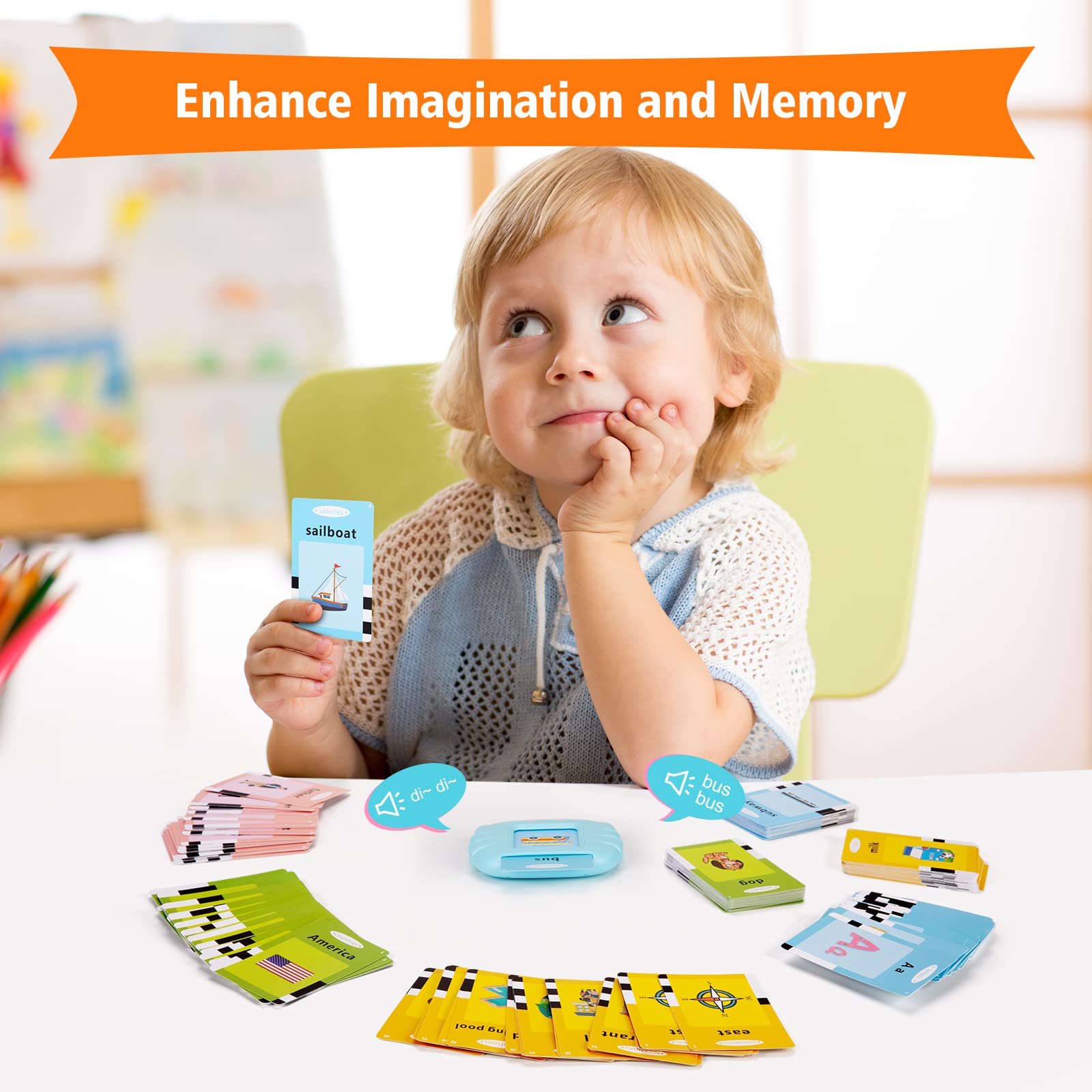 Interactive Talking Flash Cards with 384 Sight Words (Letters & Numbers) - Montessori Educational Learning Toy for Toddlers, Speech Therapy & Autism Sensory Development - Perfect for Home & Classroom Use