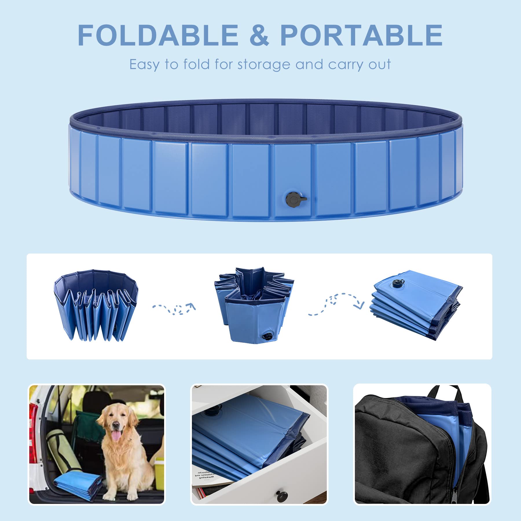 Foldable Dog Pool for Small to Large Dogs & Cats - 31.5
