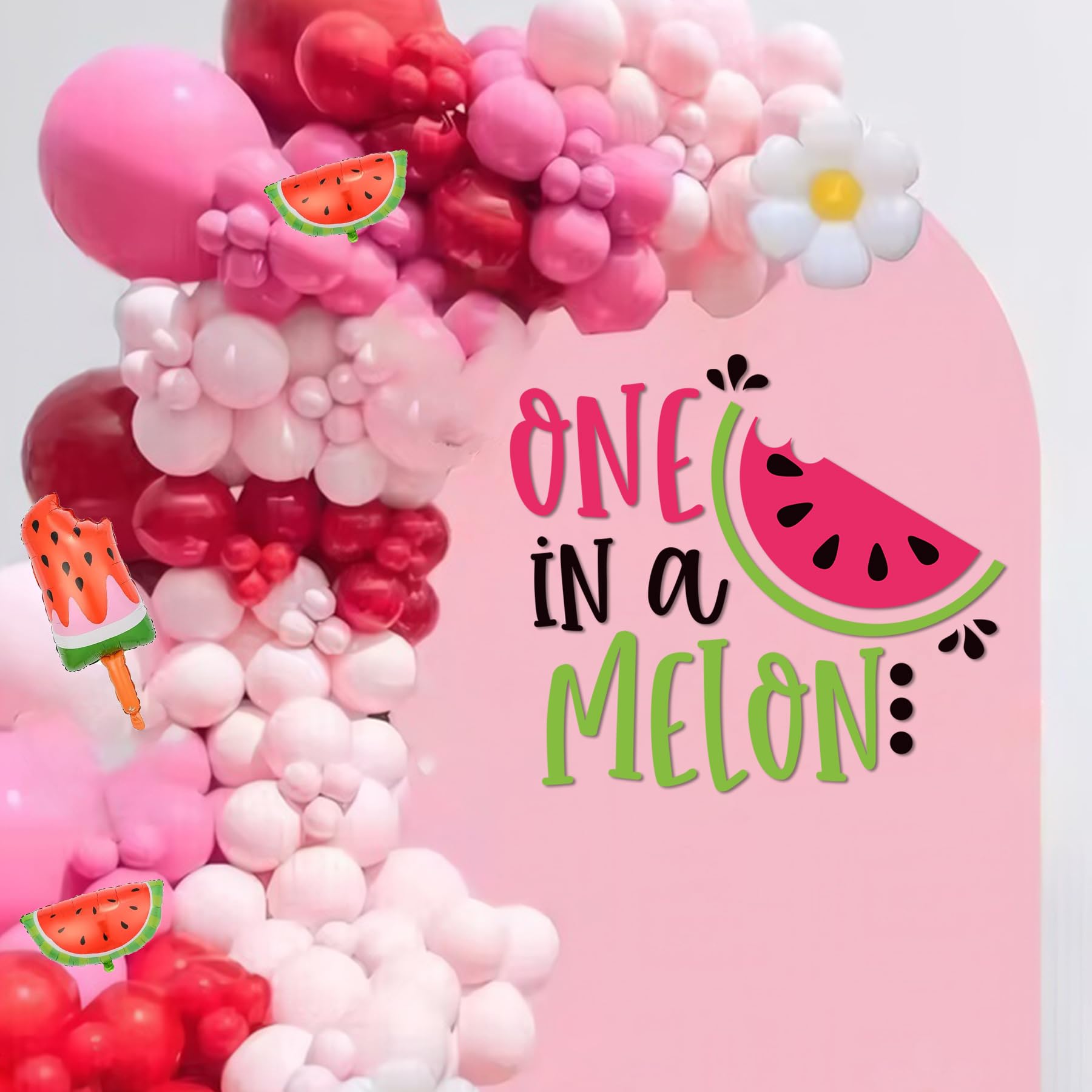 One in A Melon Decal for Balloon Arch - Peel and Stick Watermelon Party Decorations | Baby Girl & Boy 1st Birthday Backdrop Stickers | Perfect for Themed First Birthday Parties, Baby Showers & Summer Celebrations