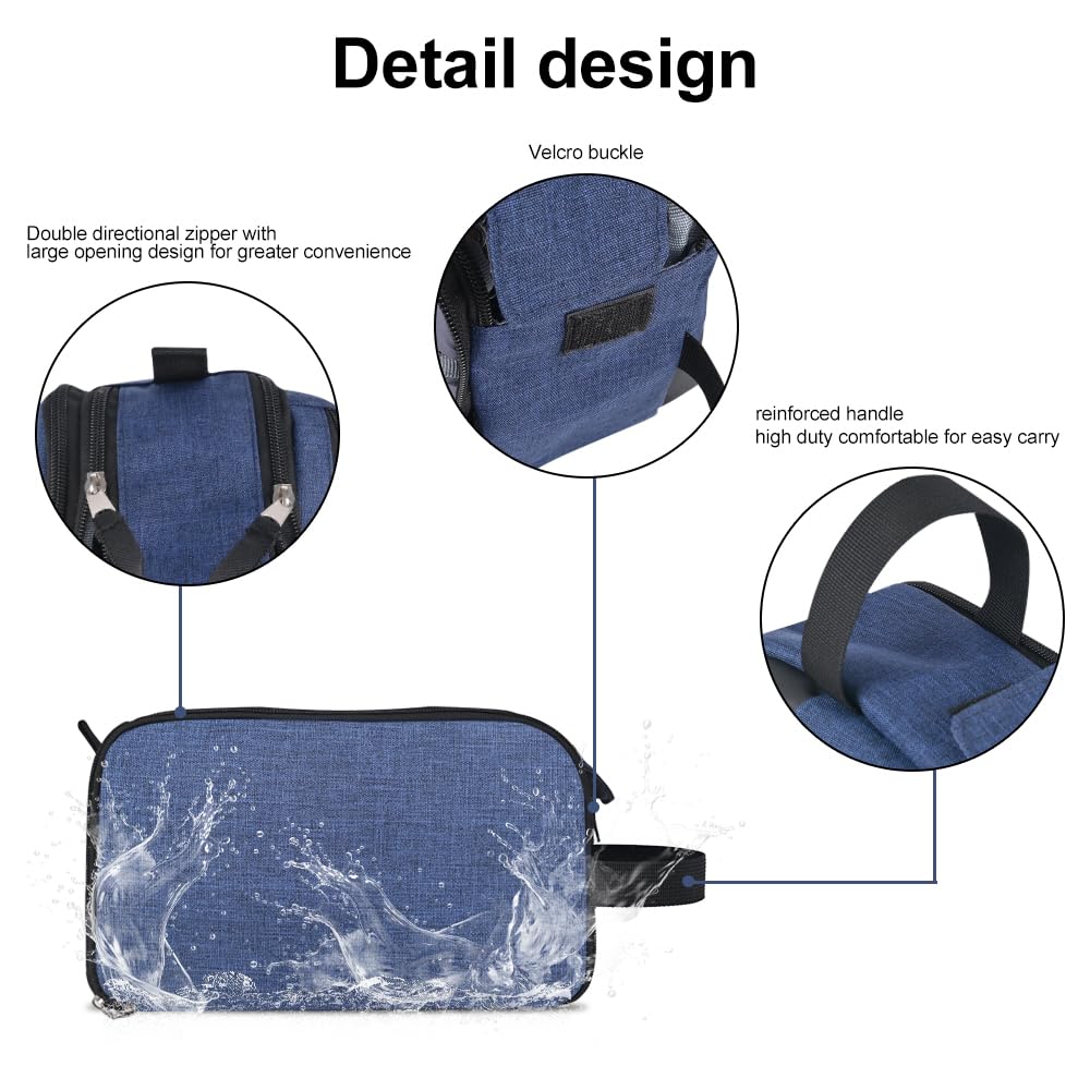 Waterproof Travel Toiletry Bag for Men - Navy Blue Dopp Kit with Multiple Pockets for Shaving Essentials & Grooming Accessories - Perfect for Business Trips, Gym, Camping & Daily Use