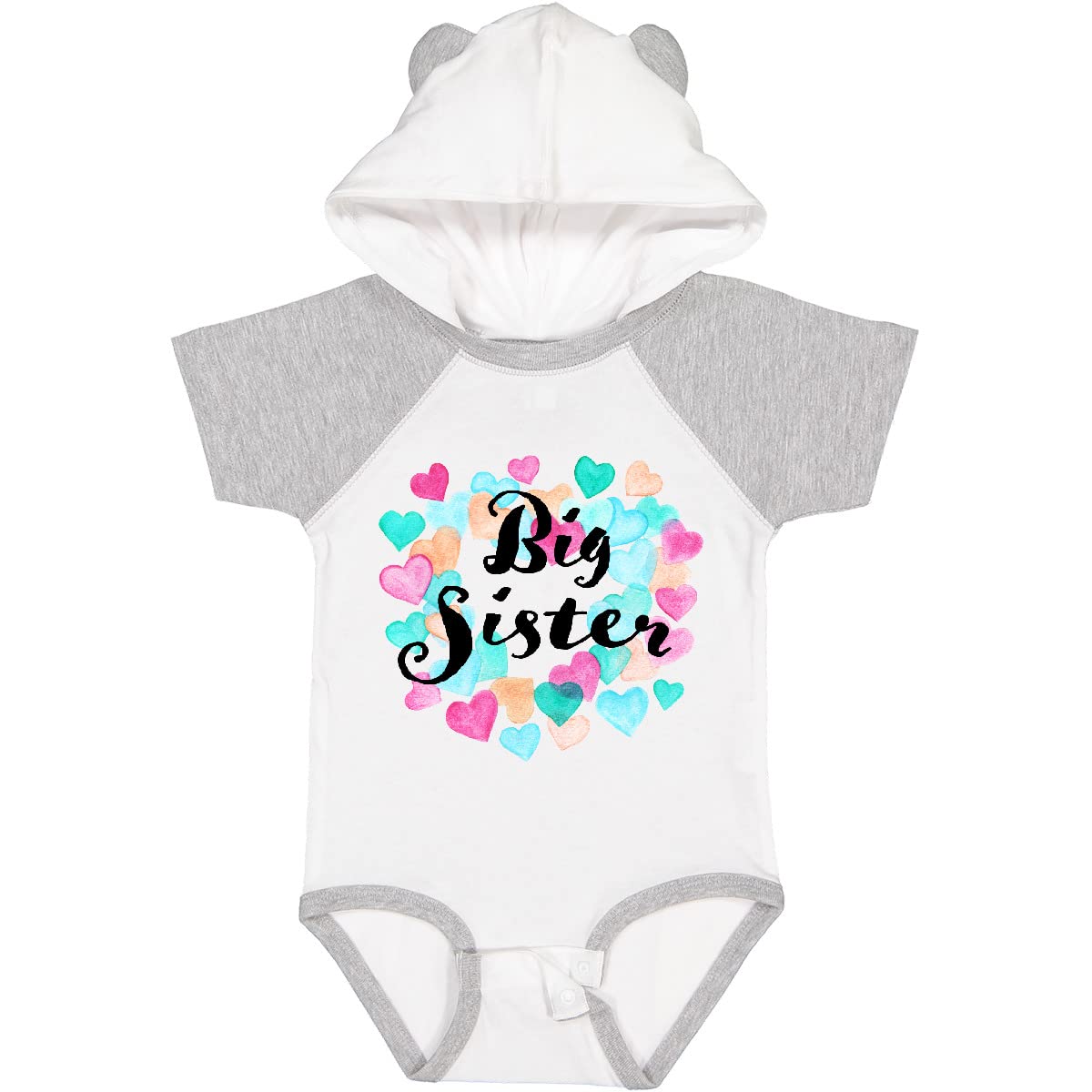 Inktastic Big Sister Colorful Hearts Design Baby Bodysuit - Cute Matching Outfit for Siblings, Newborn & Infant Gift - Perfect for Family Photos, Birth Announcements & Special Occasions