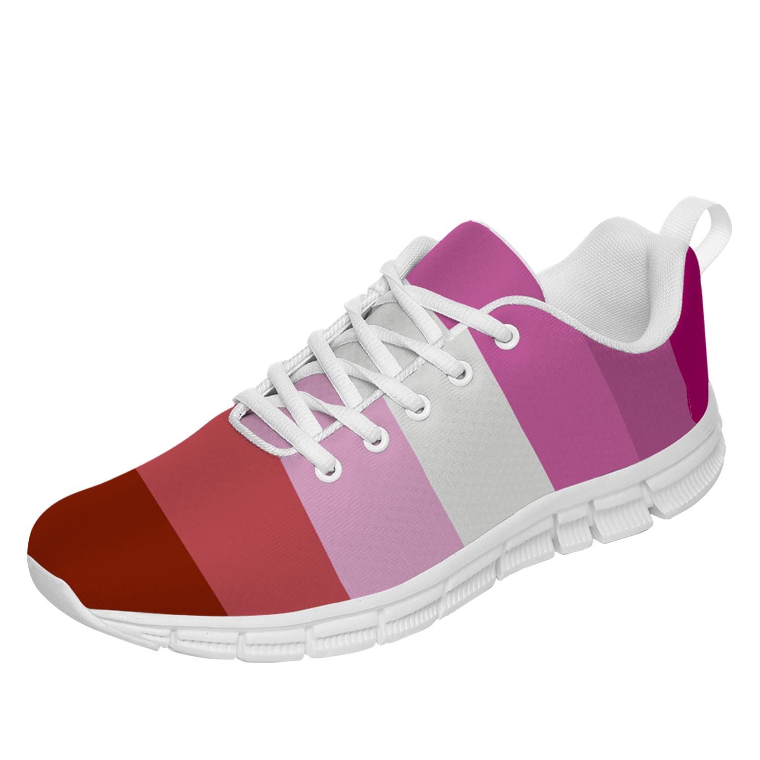 Lesbian Pride Flag Running Sneakers for Women & Girls - Comfortable Sport Walking Tennis Shoes - LGBT Month Gifts (Men's 6/Women's 8) in Pink - Perfect for Pride Parades, Workouts & Everyday Wear