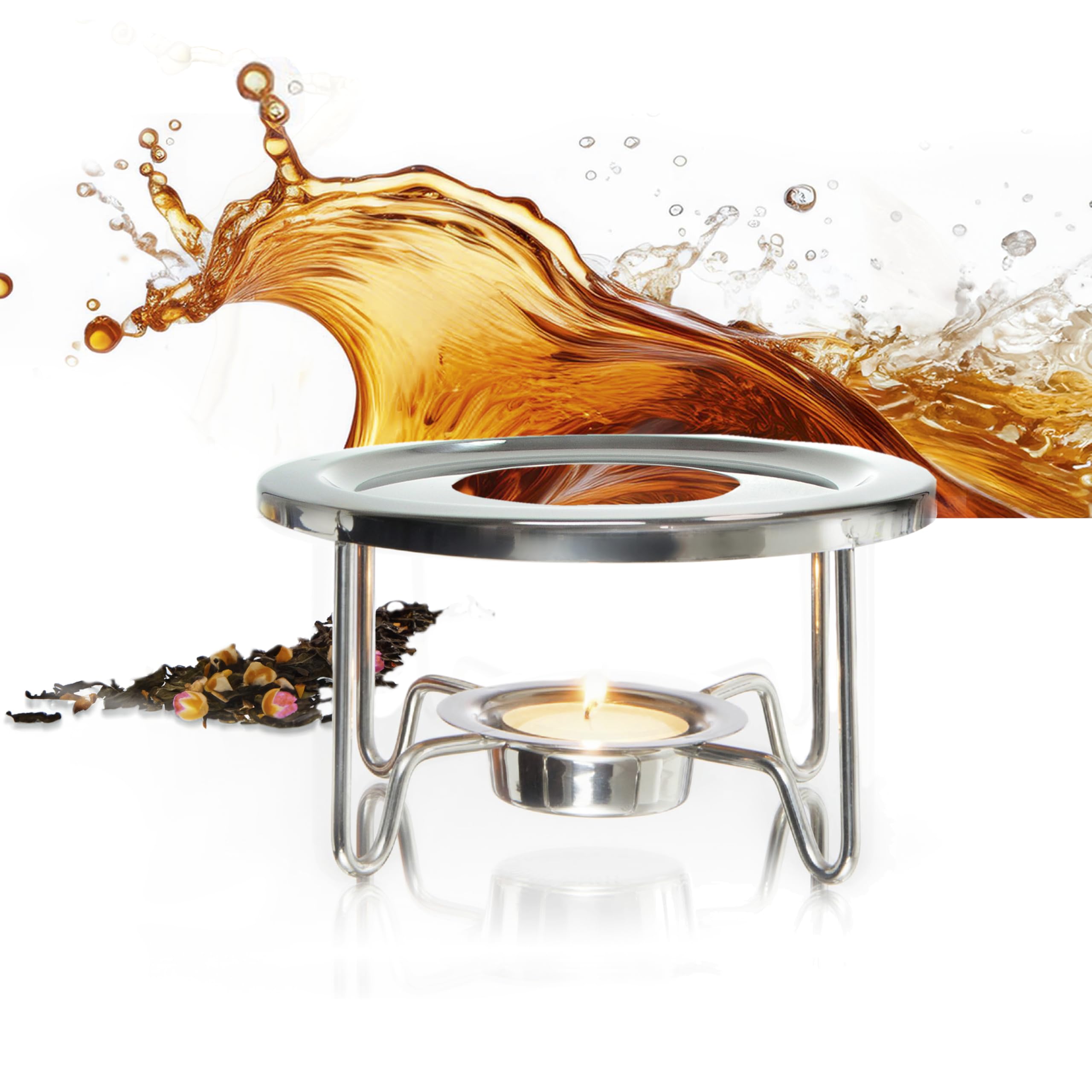 Finum Premium Stainless Steel Tea Light Candle Warmer for Coffee & Tea Pots - Perfect for Home, Office & Restaurants