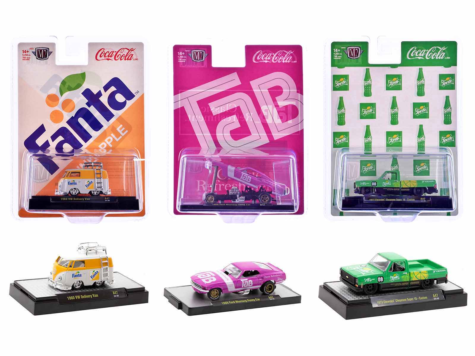 M2 Machines 1/64 Diecast Model Cars - Limited Edition Sodas Set of 3 (Release 47, Only 9250 Made Worldwide) - Perfect for Collectors, Display Cases, and Diecast Enthusiasts