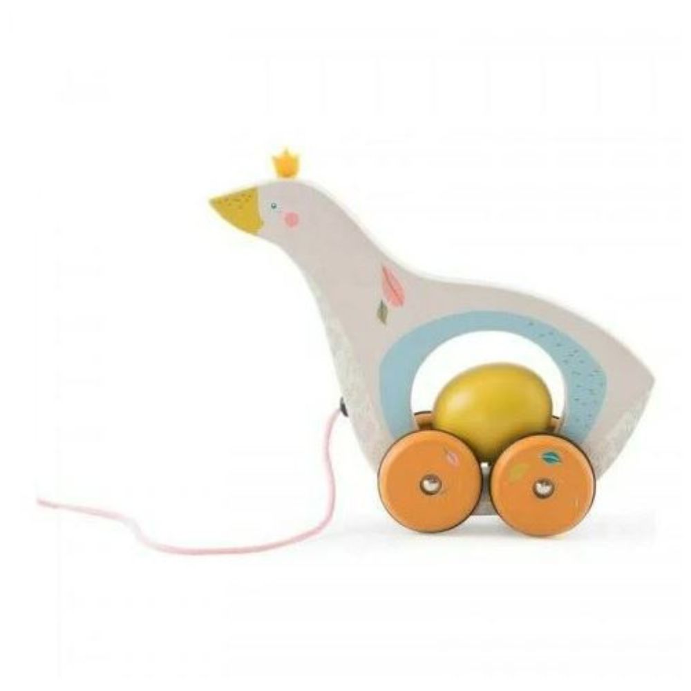 Wooden Pull Along Goose & Golden Egg Toy - Best Gift for 1 Year Old Boys & Girls - Perfect for Early Learning & Toddler Playtime