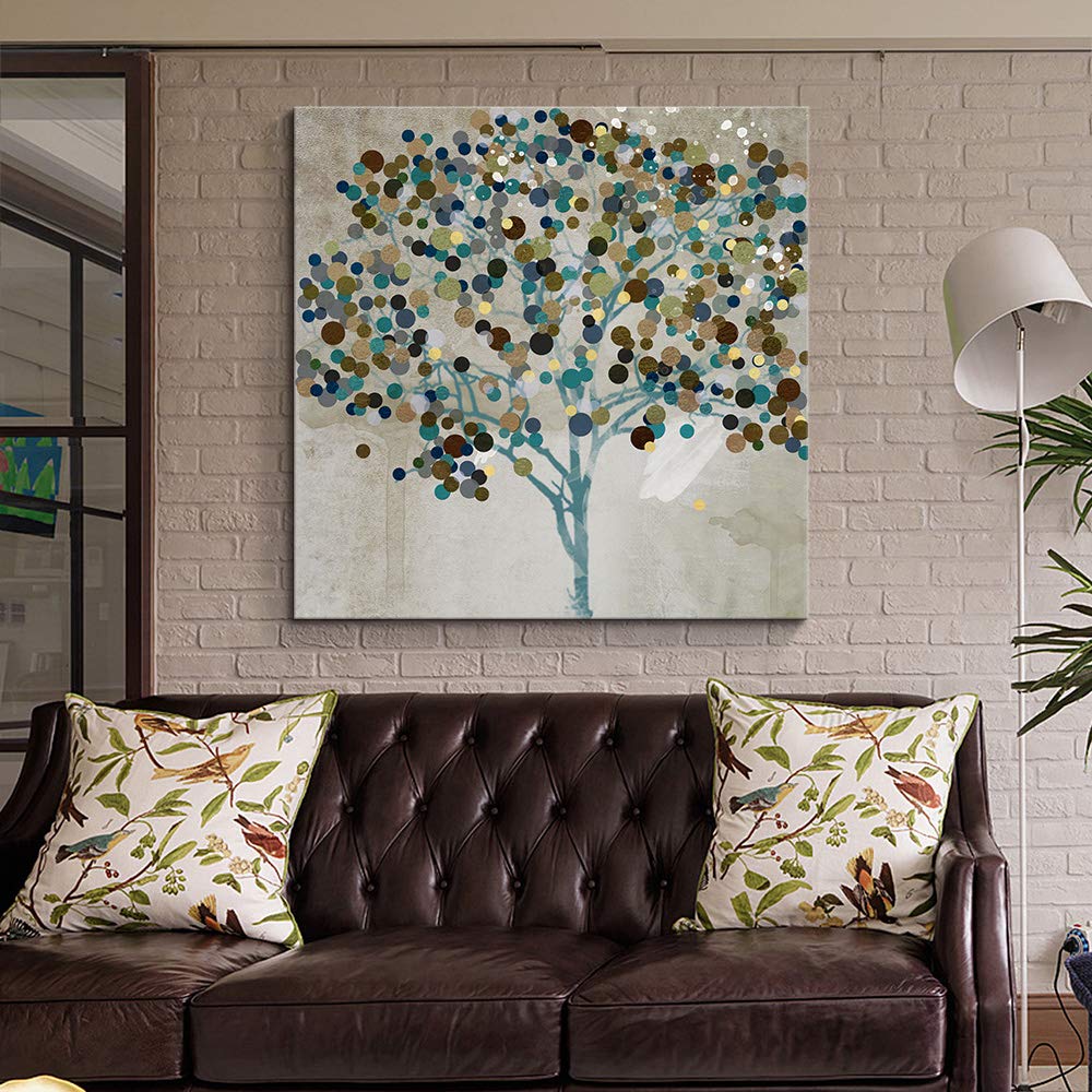 Wall26 Canvas Wall Art - Happy Tree Giclee Painting for Bedroom, Living Room, House Decoration, Home Art - 12x12 inches - Perfect for Modern, Rustic, and Minimalist Interiors