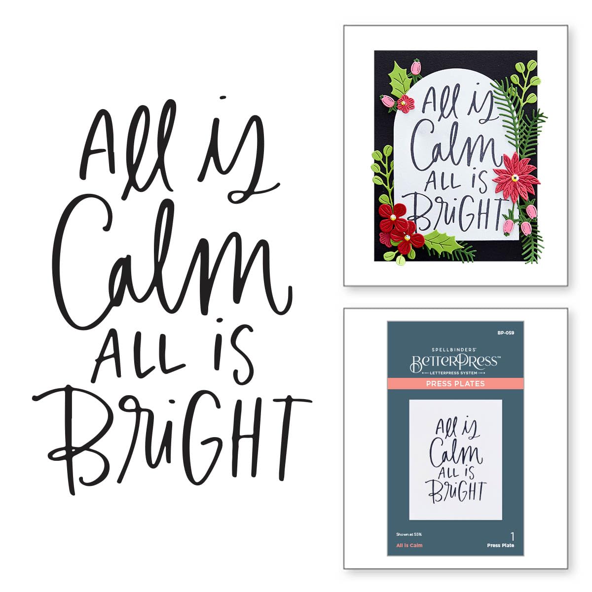 Spellbinders All is Calm Press Plate - Metal Crafting Die for Card Making, Scrapbooking & DIY Projects